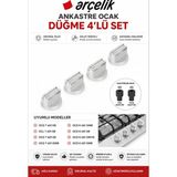 Öz Beyaz Eşya Arçelik Ocd T 651 Eb - Ocl T 651 Eb - Ocd T 601 Eb - Ocd T 651 Dwb Ankastre Ocak Düğmesi 4'lü (Gri)
