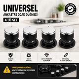 Öz Beyaz Eşya Lanova Ankastre Ocak Düğmesi 4'lü Siyah