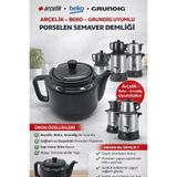 ÖZ BEYAZ EŞYA Se 9035 I Se 9036 I Inox Semaver Uyumlu Porselen Demlik (renk Gri) Süzgeçsiz