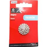 Öz-El 2 Cm Gümüş Rengi Zirkon Taşlı Şık Düğme, Delikli Düğme 700 508