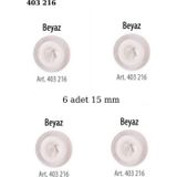 Öz-El Beyaz Renk 6 Adet Beyaz Şeritli 15 Mm Bebek Düğme, Bebek Kazak, Yelek, Gömlek Düğmesi 403 216