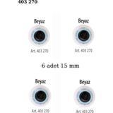 Öz-El Beyaz Renk Nazar Boncuklu Simli 6 Adet 15 Mm Bebek Düğme, Bebek Kazak, Yelek, Gömlek Düğmesi 403 270