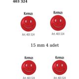 Öz-El Gülen Yüz Şekilli Kırmızı Renk 4 Adet 15 Mm Bebek Düğme, Bebek Kazak, Yelek, Gömlek Düğmesi 403 324