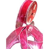 Öz-El Kırmızı Gri Simli Şifon Kurdele, Yılbaşı Kurdelesi, Hediye Paketlik Kurdele 2,5 Cm 5 Mt