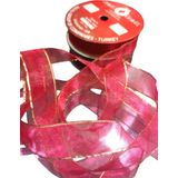 Öz-El Kırmızı Simli Şifon Kurdele, Yılbaşı Kurdelesi, Hediye Paketlik Kurdele 2 Cm 5 Mt