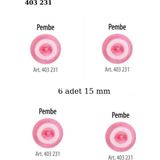 Öz-El Pembe Renk 6 Adet Beyaz Şeritli 15 Mm Bebek Düğme, Bebek Kazak, Yelek, Gömlek Düğmesi 403 231