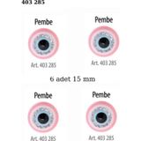 Öz-El Pembe Renk Nazar Boncuklu Simli 6 Adet 15 Mm Bebek Düğme, Bebek Kazak, Yelek, Gömlek Düğmesi 403 285