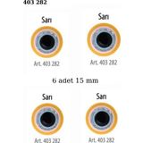 Öz-El Sarı Renk Nazar Boncuklu Simli 6 Adet 15 Mm Bebek Düğme, Bebek Kazak, Yelek, Gömlek Düğmesi 403 282