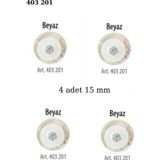 Öz-El Simli Beyaz Renk 4 Adet 15 Mm Bebek Düğme, Bebek Kazak, Yelek, Gömlek Düğmesi 403 201