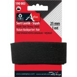 Öz-El Siyah Dokuma Lastik, Sert Lastik, Bel, Paça Lastiği 2,5 Cm 1 Mt 190 003