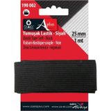 Öz-El Siyah Örme Lastik, Yumuşak Lastik, Bel, Paça Lastiği 2,5 Cm 1 Mt 190 002