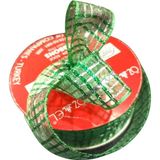 Öz-El Yeşil Simli Ekose Kurdele, Yılbaşı Kurdelesi, Hediye Paketlik Kurdele 2,5 Cm 5 Mt