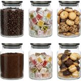 Öz-Home Öz Home 6'lı Vakumlu Metal Kapaklı Cam Saklama/düzenleme Kavanozu 800 ml - Şeffaf - Natürel - 6 Adet
