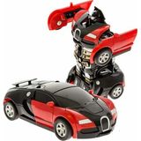 Öz-Ka Oyuncak Kırmızı Renkli Otomatik Robota Dönüşen Araba Sert Plastik Malzeme ile 3+ Yaş İçin Uygun
