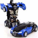 Öz-Ka Oyuncak Otomatik Robota Dönüşen Araba Mavi Renk Sert Plastik Malzemeden 1 Parça Işıksız