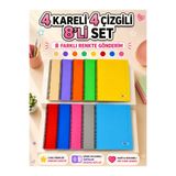ÖZ OFİS A4 72 Yaprak 4 Kareli + 4 Çizgili Spiralli Defter Seti Plastik Kapak Okul Defteri 8 Farklı Renk