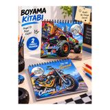 ÖZ OFİS Araba ve Motosiklet Temalı Stickerlı Boyama Defteri Araba ve Motor Stickerı ve 32 Sayfa Gramajlı Kağıda Baskılı Boyama 1 adet