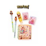 ÖZ OFİS Capybara Kapibara Set Not Defteri 2'li Yumurtlayan Kalem Sürgülü Silgi 2'li Mini Sticker Defter Seti