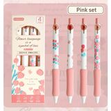ÖZ OFİS Kawaii 4'lü Moka 0.5mm Lale Desenli Sünger Tutuşlu Basmalı Jel Kalem Seti - 1 Kutu Soft Renkler
