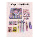 ÖZ OFİS Labubu 18 Parça Kırtasiye Seti - Uçlu Kalem - Silgi - Sticker - Kalem Süsü -Sulu Defter -Özel Kutulu