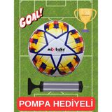 ÖZ OFİS Özel Üretim Şampiyonlar Ligi 430GR Profesyonel Futbol Topu Pompa Hediyeli - Beyaz - Sarı