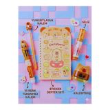 ÖZ OFİS Sevimli Capybara 5'li Hediyelik Kırtasiye Seti - Kapibara Sticker Defter, 10 Renk Tükenmez Kalem, Yumurtlayan Kalem, Silgi, Kalemtıraş