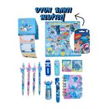 ÖZ OFİS Stitch 19 Parça Kırtasiye Seti Uçlu Kalem Not Defteri Kutulu Sticker Etiket Silgi Kalemtraş