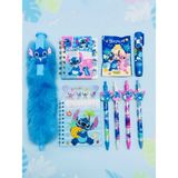 ÖZ OFİS Stitch 30CM Tüylü Tükenmez Kalem - Not & Sticker Defter - Uçlu Kalem - Silgi - Hediyelik Set