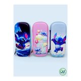 ÖZ OFİS Stitch 3D Kabartmalı Organizerli Kalem Kutusu - Çok Bölümlü - Çift Fermuarlı - 3 Boyutlu Oval Kesim