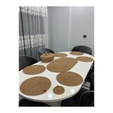 Öz-Tex Home Jüt,Hasır renk Amerikan Servisi, 6 Supla 1 Runner 6 Bardak Altlığı 1 Ekmek Sepeti,Supla Takımı