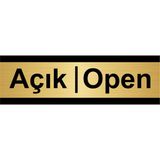 Özarslan Dizayn Açık-Open 10x20 cm Altın Renk Metal Yönlendirme Levhası