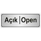 Özarslan Dizayn Açık-Open 5x20 cm Altın Renk Metal Yönlendirme Levhası