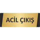 Özarslan Dizayn Acil Çıkış Metal Uyarı Levhası 7X20 cm Altın Renk