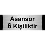 Özarslan Dizayn Asansör 6 Kişiliktir 10x20 cm Gümüş Renk Metal Yönlendirme Levhası