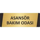 Özarslan Dizayn Asansör Bakım Odası Metal Uyarı Levhası 10X20 cm Altın Renk