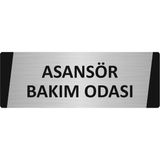 Özarslan Dizayn Asansör Bakım Odası Metal Uyarı Levhası 5X20 cm Gümüş Renk