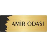 Özarslan Dizayn Departman Kapı İsimliği Amir Odası 10x20 cm Altın Renk Metal Yönlendirme Levhası