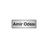 Özarslan Dizayn Departman Kapı İsimliği Amir Odası 7x20 cm Gümüş Renk Metal Yönlendirme Levhası