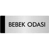 Özarslan Dizayn Departman Kapı İsimliği Bebek Odası 5x20 cm Gümüş Renk Metal Yönlendirme Levhası
