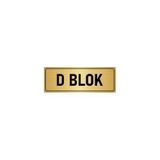Özarslan Dizayn Departman Kapı İsimliği D Blok 10x20 cm Altın Renk Metal Yönlendirme Levhası