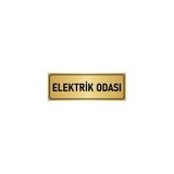 Özarslan Dizayn Departman Kapı İsimliği Elektrik Odası 7x20 cm Altın Renk Metal Yönlendirme Levhası