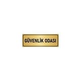 Özarslan Dizayn Departman Kapı İsimliği Güvenlik Odası 10x20 cm Altın Renk Metal Yönlendirme Levhası
