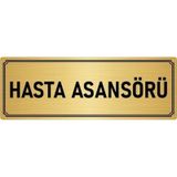 Özarslan Dizayn Departman Kapı İsimliği Hasta Asansörü 5x20 cm Altın Renk Metal Yönlendirme Levhası