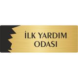 Özarslan Dizayn Departman Kapı İsimliği İlk Yardım Odası 10x20 cm Altın Renk Metal Yönlendirme Levhası
