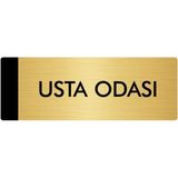 Özarslan Dizayn Departman Kapı İsimliği Usta Odası 10x20 cm Altın Renk Metal Yönlendirme Levhası