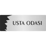 Özarslan Dizayn Departman Kapı İsimliği Usta Odası 7x20 cm Gümüş Renk Metal Yönlendirme Levhası