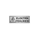 Özarslan Dizayn Elektrik Tehlikesi 10x20 cm Altın Renk Metal Yönlendirme Levhası