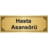 Özarslan Dizayn Hasta Asansörü 7x20 cm Altın Renk Metal Yönlendirme Levhası