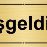 Özarslan Dizayn Hoşgelsiniz 7x20 cm Altın Renk Metal Yönlendirme Levhası