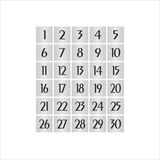 Özarslan Dizayn Metal Kapı Masa Dolap Numarası Sade Model 10 x 10 cm Gümüş Renk 30 Adet (1…30)